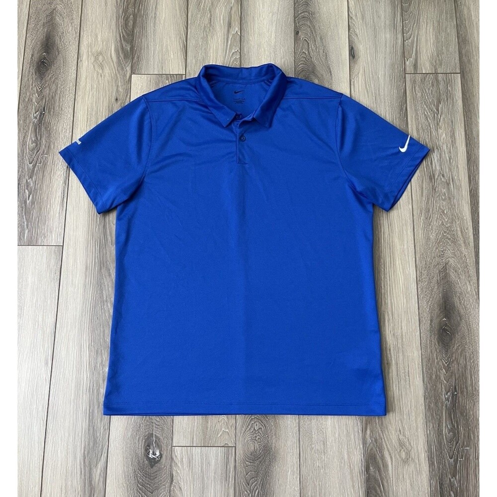 Nike Blue Short Sleeve Athletic Polo ULine Embroidered Logo Mens Sz Large